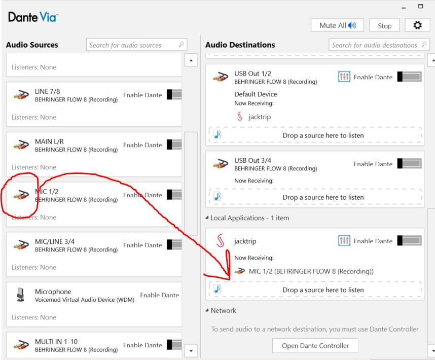 Routing your computer's audio with Dante Via