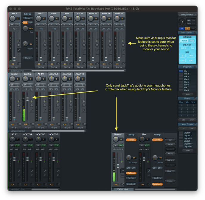 03-Using RME Totalmix with JackTrip 